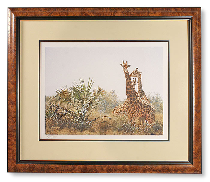 GIRAFFES AND LALA PALMS GICLEE/FRAMED BY BRIAN JARVI 23 1/2 X 27 1/2