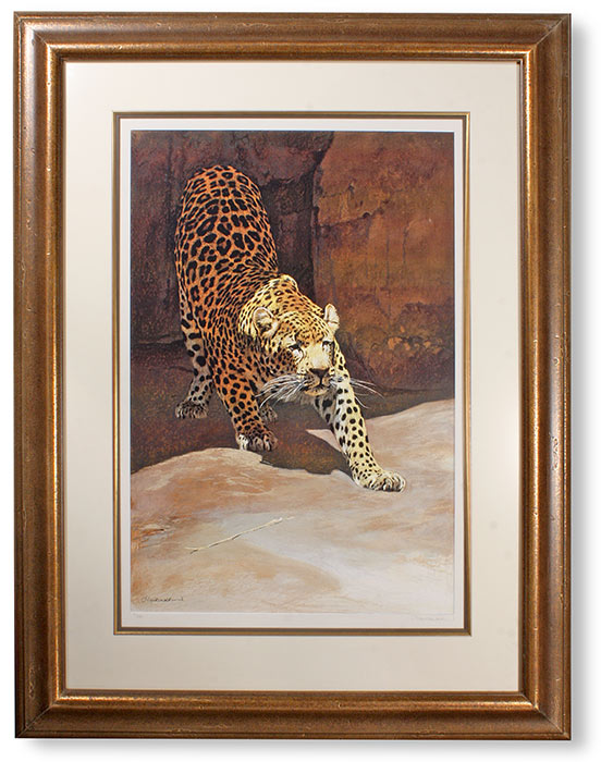 THE STRETCH - GICLEE PRINT IN ANTIQUED GOLD AND RUST SOLID WOOD FRAME - SIGNED AND NUMBERED BY KIM D