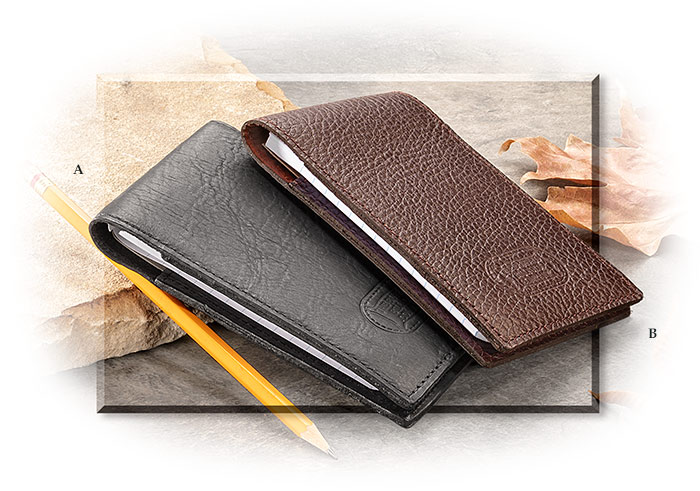 AMERICAN BISON LEATHER FLIP NOTE PAD - BLACK LEATHER