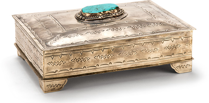 Rustic Silver Box with Turquoise