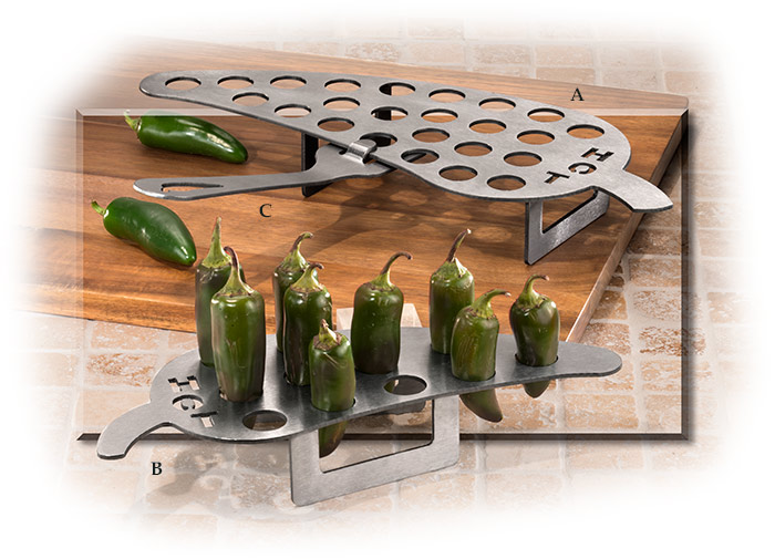 CHILI PEPPER JALAPENO GRILLER - 12-24 Jalapenos at a time - Steel Grill - Made in Texas