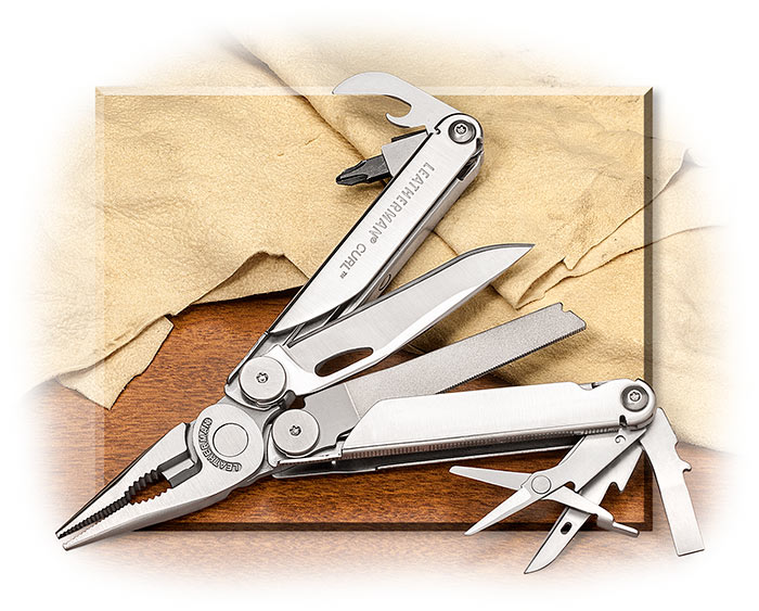 LEATHERMAN - CURL MULTI-TOOL - STAINLESS STEEL HANDLE - NO LOCKING IMPLEMENTS - POCKET CLIP