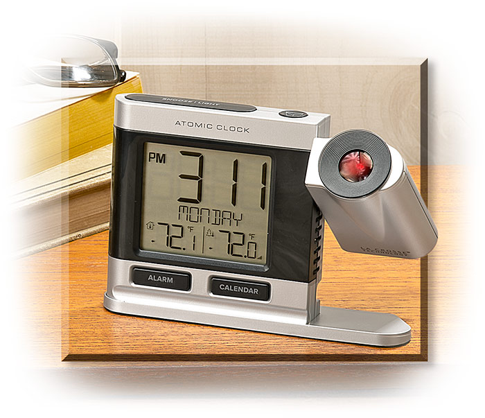 ATOMIC ALARM CLOCK - Projects Time on the opposite wall. Temperature, time, alarm, and calendar