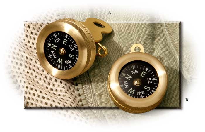 Liquid Filled Brass Case Compass with Pin