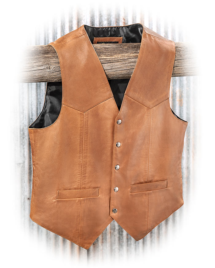 SCULLY LEATHER - SADDLE TAN LAMB LEATHER VEST