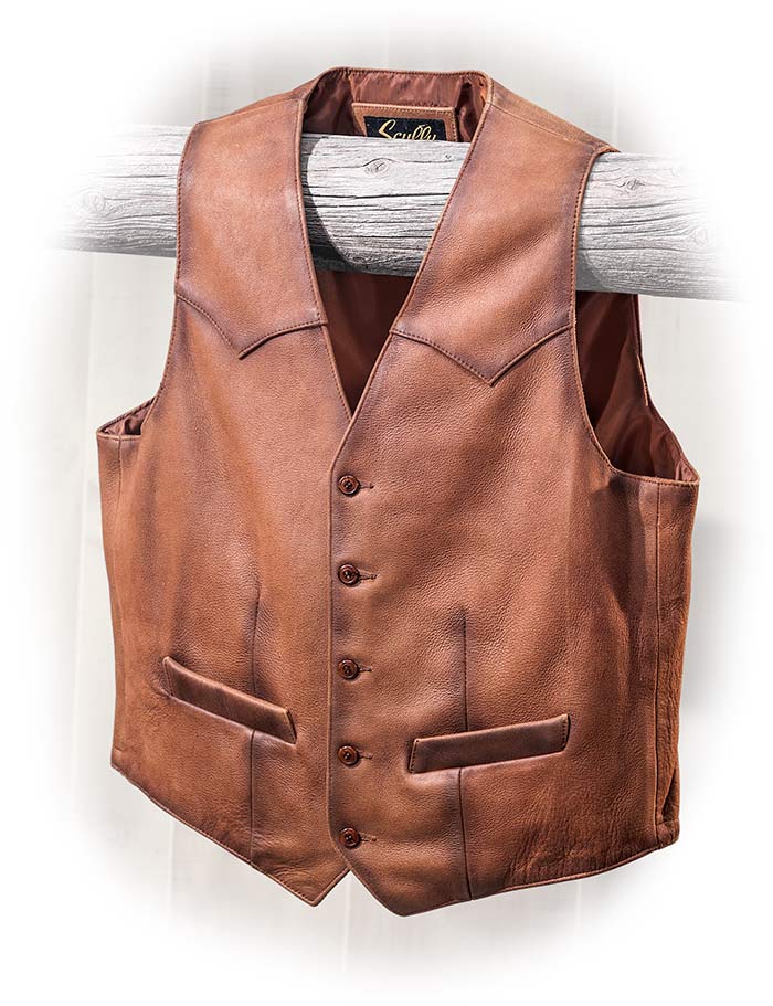 Lamb Skin Leather Vest by Scully. Perfect Sunday Church Vintage 5 Button Full Leather Vest