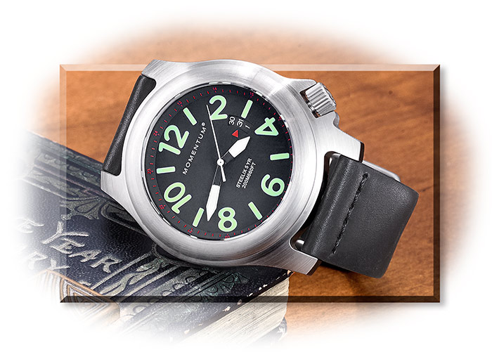 Analog Watch with Black Leather Band