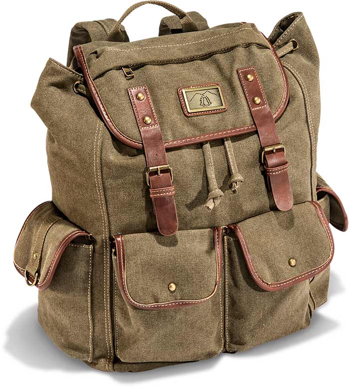 1940s Retro Green Canvas Backpack / Rucksack