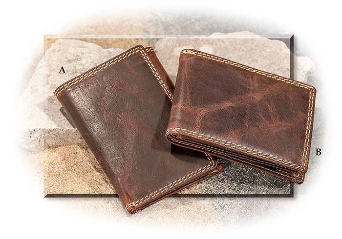 WATER BUFFALO LEATHER TRI-FOLD WALLET - CHOCOLATE BROWN