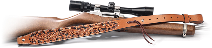 Adjustable Tooled Leather Rifle Sling
