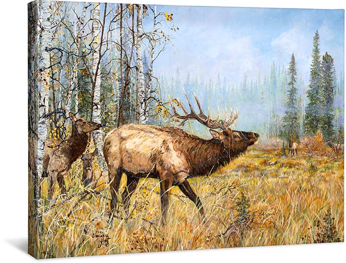 TROUBLE BREWIN' BY VALERIA YOST - ELK - WRAPPED CANVAS PRINT - 24 X 19 - PRINTED WITH FADE-RESISTANT