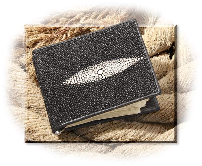 Men's Long White Pearl Stingray Leather Wallet