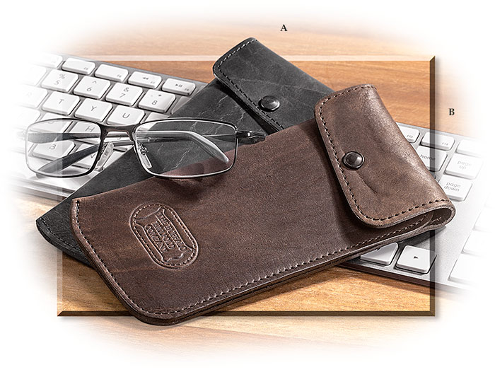 AMERICAN BISON LEATHER GLASSES CASE - SNAP CLOSURE - SOFT CASE