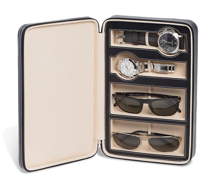 Leather Travel Case for Watches & Glasses Russell's For Men