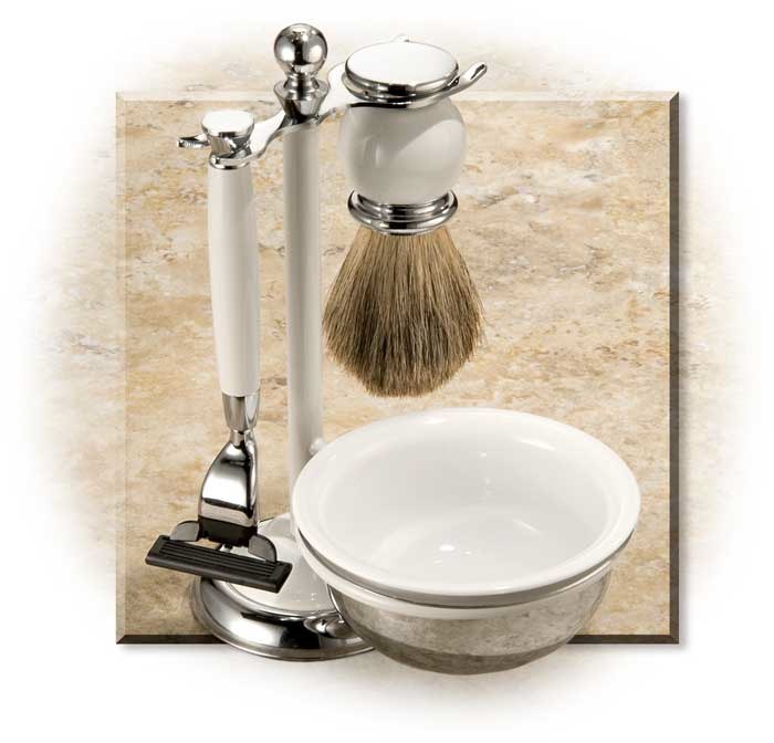 Barber Pole 3 Piece Shaving Set - brush with real badger hair