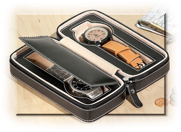 Two Watch Travel Case Rus S For Men, Leather Watch Travel Roll