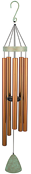 Quality Heavy Wind Chime w/ Copper anodized coating on aluminum tubes - adjustable Polyresin striker