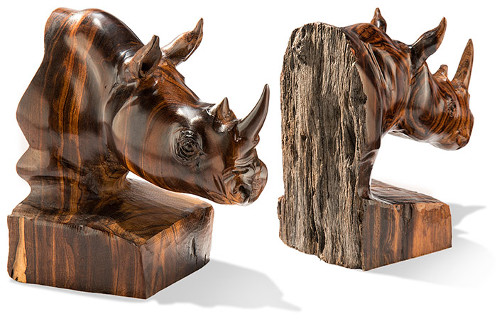 Hand Carved Desert Ironwood Rhino Bust