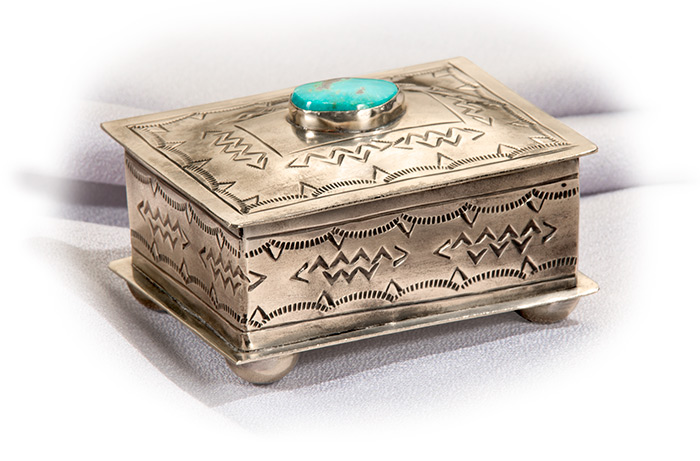 Small Nickel Silver Box with Turquoise