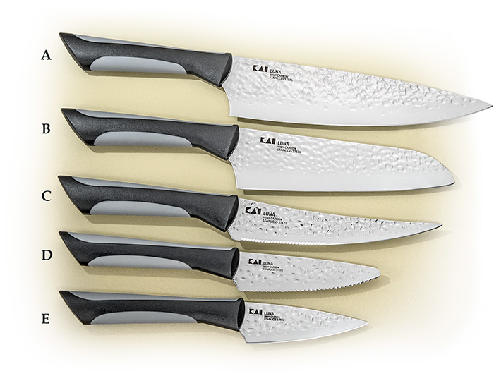 KAI LUNA KITCHEN KNIFE - CHEFS KNIFE - 1.4116 HIGH CARBON STAINLESS STEEL - HAMMERED FINISH - BLACK/