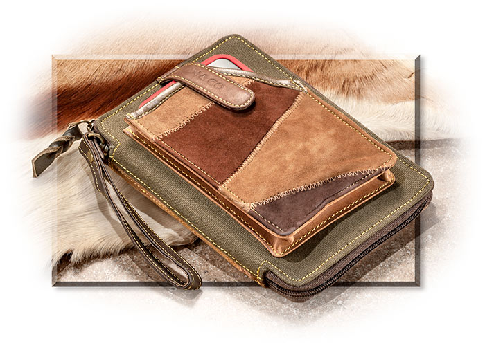 Upcycled Leather & Canvas Passport Wallet