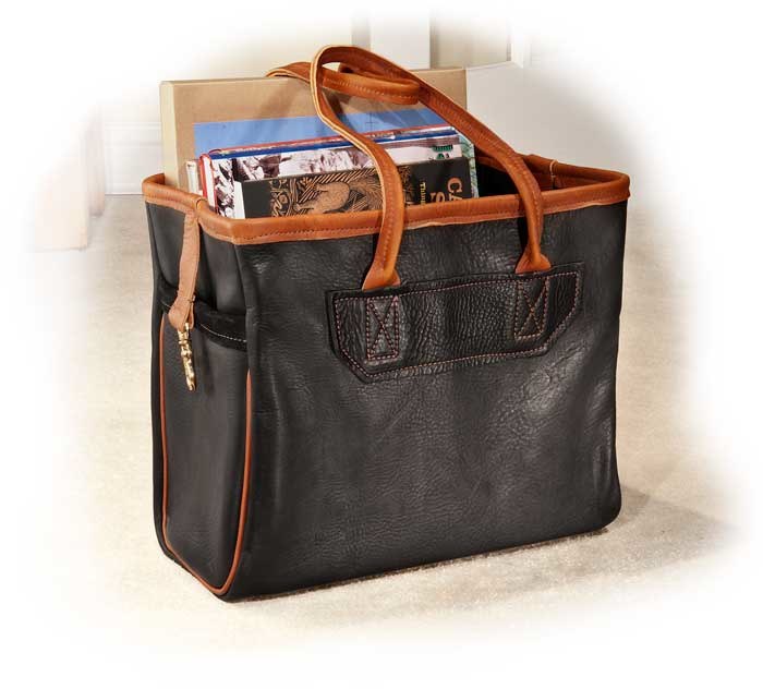 black leather tote bag mens