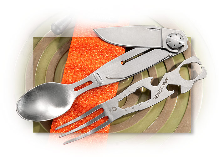 Outdoor Edge Chowpal - Spoon, fork, and folding knife all in one clever thin package.