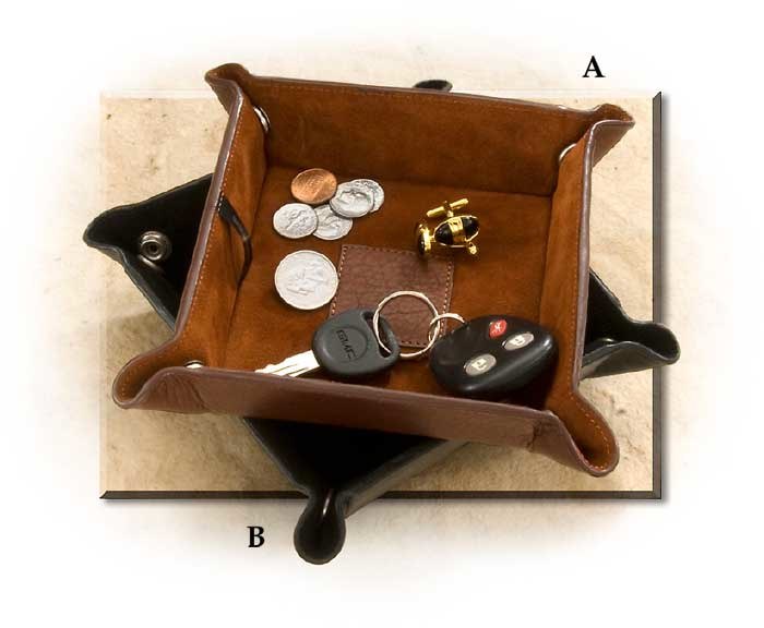 Snapped Leather Valet Tray Rus S, Men’s Leather Catchall Tray
