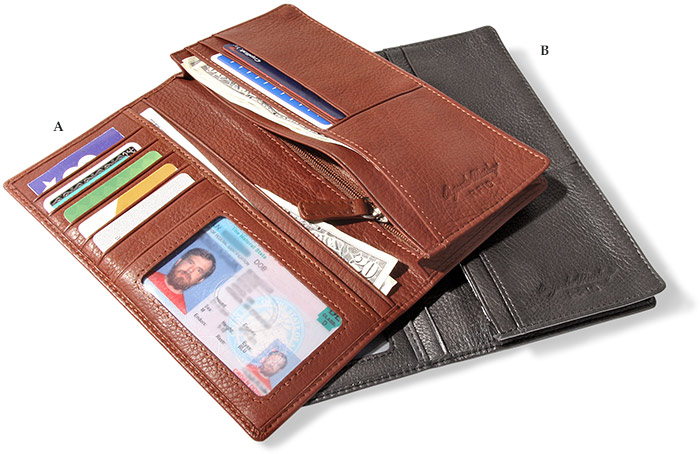 Leather Checkbook Wallet Brandy