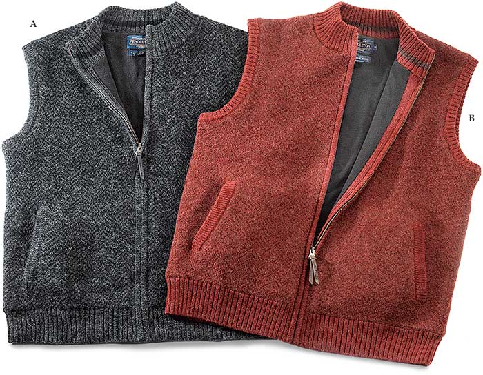 Pendleton Full Zip Wool Vests Black Heather medium