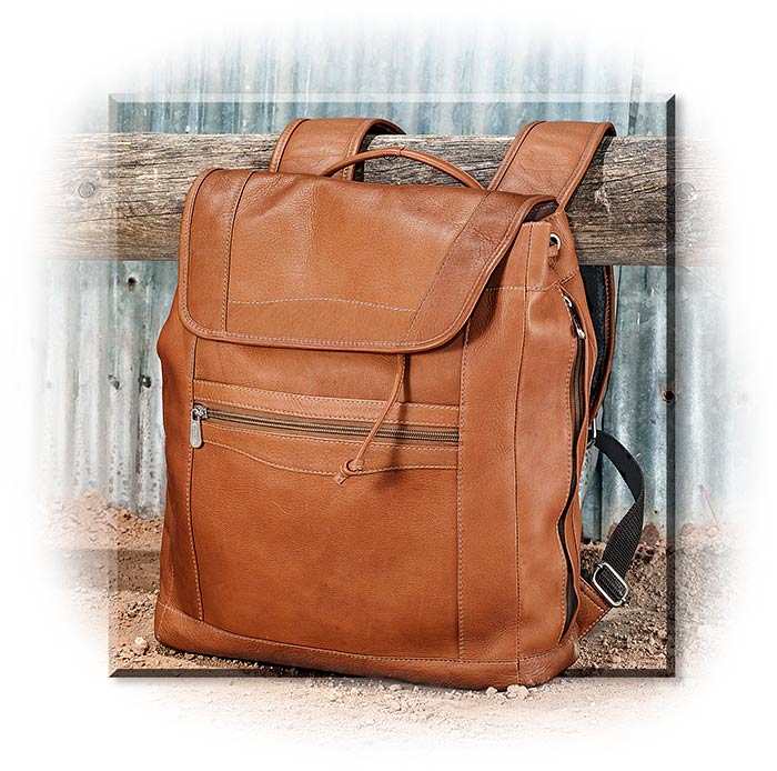 Saddle Brown Leather Backpack