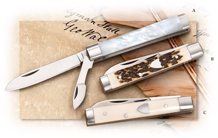 A.G. RUSSELL MED DR'S KNIFE - SCALPEL & BLADE - Traditional Slip Joint Pocket Knife - Pearl, Stag