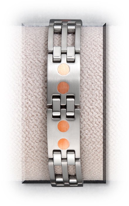 Stainless, Copper & Magnet Link Bracelet 7.5 inch