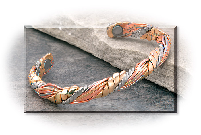 HONEYSUCKLE WEAVE COPPER BRACELET - FITS 7" TO 8" WRISTS - MADE FROM COPPER / GERMAN SILVER AND JEWE
