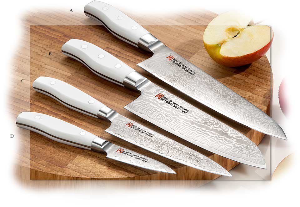8-1/4" Chef's Knife - White Corian & VG-10 Damascus