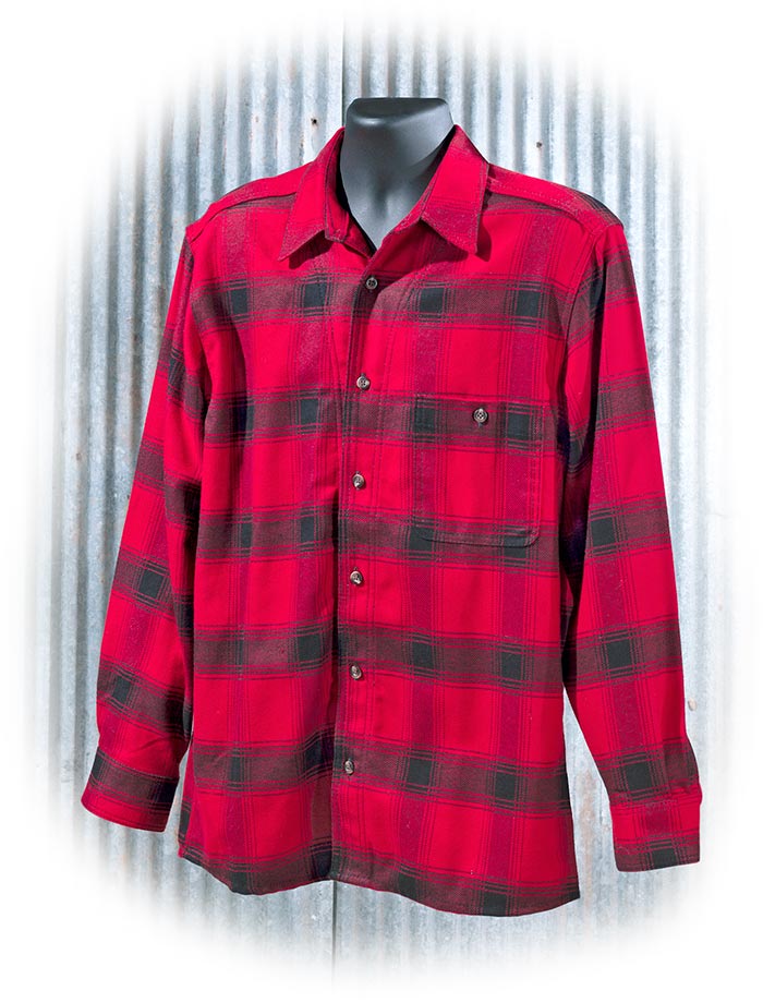 STORMY KROMER FLANNEL SHIRT - RED & BLACK PLAID - BUTTON UP - LONG SLEEVE