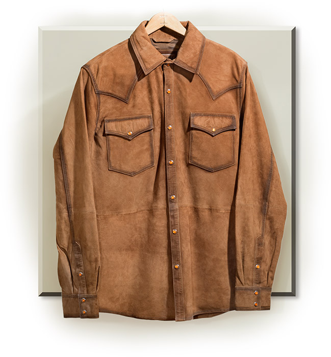 Western Style Men's Suede Leather Shirt 