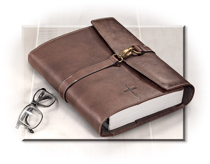 RUSTIC BIBLE COVER - GENUINE LEATHER COVER - ANTIQUED LATCH CLOSURE - BROWN LEATHER - 8 3/4 X 10