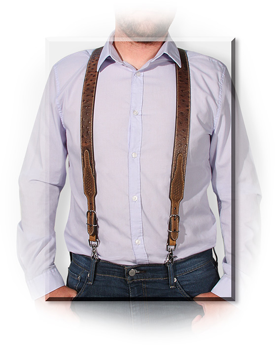 Tooled Leather Y-Back Suspenders Medium