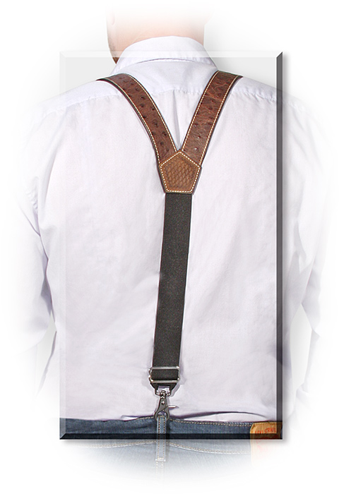 Tooled Leather Y-Back Suspenders Medium