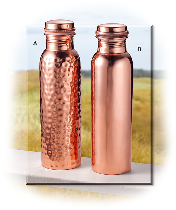Handcrafted 100% Copper Water Bottles - smooth or hammered surface