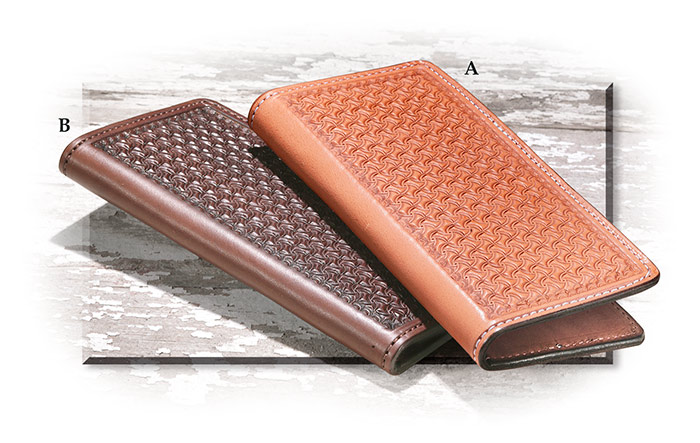 Tooled Leather Checkbook Cover Tan