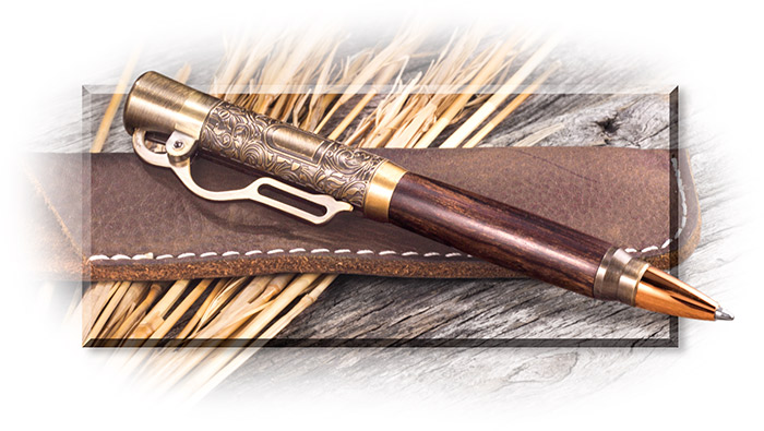 Lever Action Ball Point Pen with Desert Ironwood Barrel