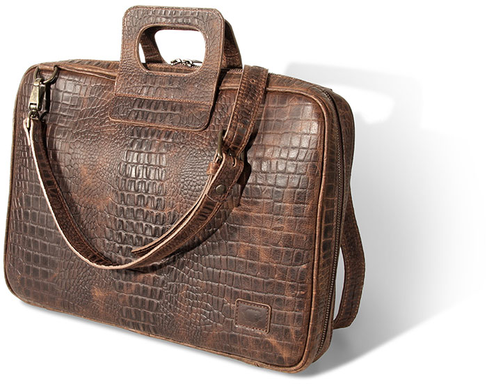 Faux Alligator Leather Briefcase