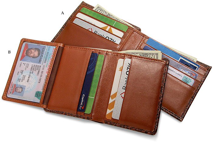Embossed Leather Credit Card Wallets Bi-Fold