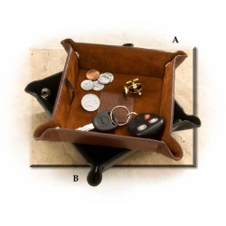 Vegan Leather Valet Tray - Men's Catchall Tray with Brass Snaps 